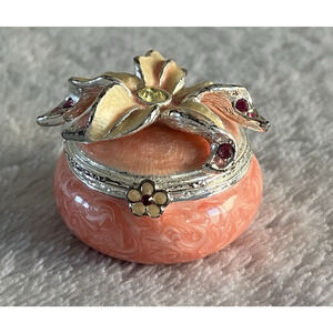 Jay Strongwater Stargazer Lily Enamel Hinged Trinket Box Swarovski Crystal